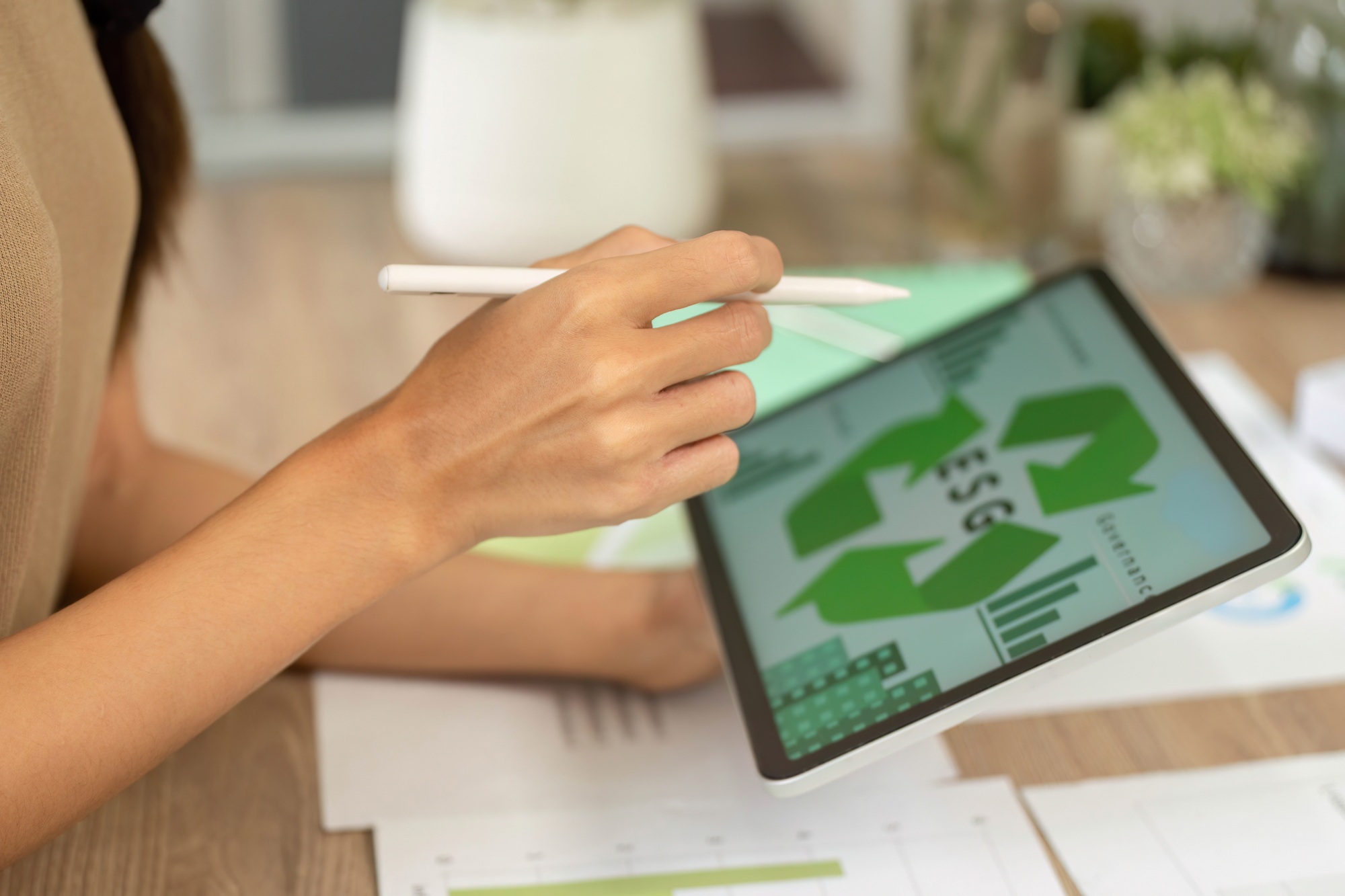 ESG sustainability planning using tablet and environmental models